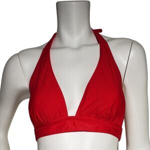 J Crew Womens Size S DD Halter Tie-back Bikini Top  Red Stretch One Piece BY633